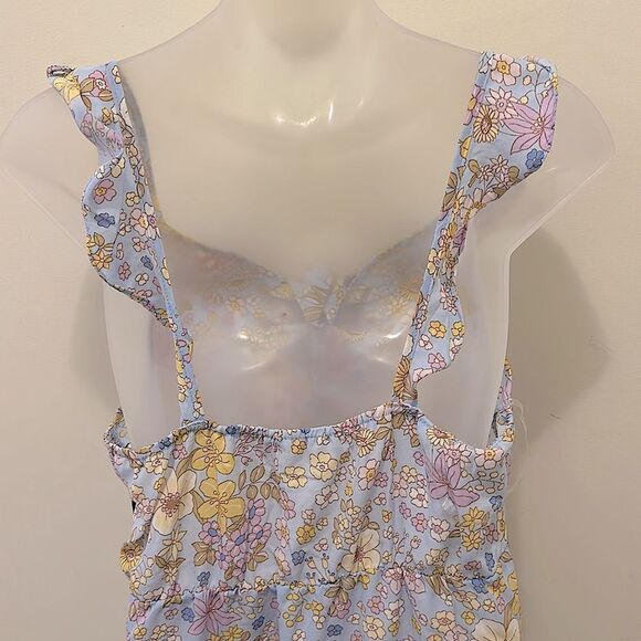 Liberty Love Floral Sleeveless Dress Baby Blue Hippie Boho Juniors Large L NWT - Picture 5 of 6